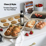 Bakken Swiss - Bakeware Set – 6 Piece – Stackable, Deluxe, Non-Stick Baking Pans for Professional and Home Cooking – Carbon Steel, White Stone Coating