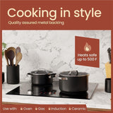 Black 12.5 Quart Aluminum Stock Pot with Lid, Nonstick Ceramic Coated Boiling Pot, PTFE & PFAS Free, Oven Safe to 500°F, Riveted Stainless Steel Handles, Tempered Glass Lid, All Stove Compatible