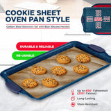 BAKKEN Kitchen Baking Pan Set - Nonstick Coating, Carbon Steel Bakeware Sets with Blue Silicone Handles, Baking Kitchen Essentials, PFOA, PFOS, PTFE Free, Oven Safe Tray (Up To 450° F), Set of 8