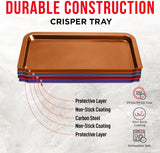 Bakken Swiss Air Fryer Tray,2in1 Nonstick Copper Crisper Air Fry Basket w/Elevated Mesh Great For Oven, For Baking & Crispy Foods, Dishwasher Safe,PTFE/PFOA/PFOS FREE Extra-large 9.5"x13",Copper
