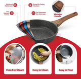 Bakken-Swiss 14-Piece Kitchen Cookware Set – Granite Non-Stick – Eco-Friendly – for All Stoves & Oven-Safe - Marble coatin