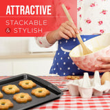 Bakken Swiss Cookie Sheet 3 Piece Set - Non-Stick, Stackable Baking Pans, Gray Deluxe Ceramic Coating – Dishwasher Safe - for Home Baking