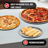 BAKKENMASTER Bakken Swiss Pizza Tray Set 3-Piece – Gray Ceramic Coating, Non-Stick, Round Steel Pizza Pans - Dishwasher Safe, Premium Bakeware for Home Cooking Heatly coating