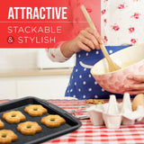 Bakken Swiss Cookie Sheet 3 Piece Set - Non-Stick, Stackable Baking Pans, Gray marble Deluxe Ceramic Coating – Dishwasher Safe - for Home Baking