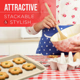 Bakken Swiss Cookie Sheet 3 Piece Set - Non-Stick, Stackable Baking Pans, White marble Deluxe Ceramic Coating – Dishwasher Safe - for Home Baking