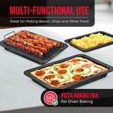 Bacon Tray - 2-Piece Set – Marble Coating - Durable, Non-Stick Cooking Tray for Bacon – Black Stone Tray and Carbon Steel Rack