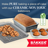 Bakken 8-Piece Stackable Bakeware Set - Ceramic Non-Stick Coating, Baking Sheets, Assorted Baking Pans, PTFE, PFOA & PFOS Free - Healthy Baking, Ergonomic Handles, Cooling Rack, Non-Toxic, Oven-Safe