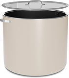 Cream 16 Quart Aluminum Stock Pot with Lid, Nonstick Ceramic Coated Boiling Pot, PTFE & PFAS Free, Oven Safe to 500°F, Riveted Stainless Steel Handles, Tempered Glass Lid, All Stove Compatible