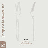 Bakken Disposable Cutlery Set 100 Pieces Forks, Heavy Duty Plastic Silverware