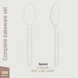 Bakken Disposable Cutlery Set 100 Pieces Spoons, Heavy Duty Plastic Silverware