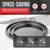 BAKKENMASTER Bakken Swiss Pizza Tray Set 3-Piece – Gray Coating, Non-Stick, Round Steel Pizza Pans - Dishwasher Safe, Premium Bakeware for Home Cooking
