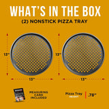 Bakken- Swiss Non-Stick Pizza Pan with Holes - 13-Inch Perforated Pizza Crisper Carbon Steel Pizza Pan - 2 Round Pizza Trays - PFOA PFOS and PTFE Free ,Pack of 2
