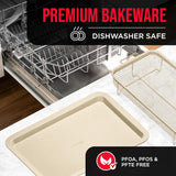 Bakken- Swiss Crisper Tray White marble Coating - 2-Piece Set , Non-Stick Basket Design for Healthier Cooking in Regular Ovens - Make Great Crispy Food , Bacon and More, Extra Large Size 19" x 13"