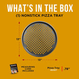 Non-Stick Pizza Pan with Holes - 13-Inch Perforated Pizza Crisper Carbon Steel Pizza Pan - 1 Round Pizza Trays PFOA PFOS and PTFE Free,Pack of 1