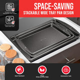 Bakken Swiss Cookie Sheet 3 Piece Set - Non-Stick, Stackable Baking Pans, Gray Deluxe Ceramic Coating – Dishwasher Safe - for Home Baking
