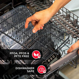 Bacon Tray - 2-Piece Set – Marble Coating - Durable, Non-Stick Cooking Tray for Bacon – Black Stone Tray and Carbon Steel Rack