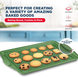 BAKKEN Kitchen Baking Pan Set - Nonstick Green Marble Coating, Carbon Steel Bakeware Sets with Green Silicone Handles, Kitchen Essentials, PFOA, PFOS, PTFE Free, Oven Safe (Up To 450° F), Set of 6