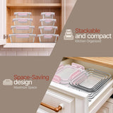 Bakken Borosilicate Glass Food Storage Containers with Lids 24 Pieces, Airtight Leak-Proof, Pink