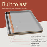 Bakken 8-Piece Ceramic Coated Bakeware Sets, Nonstick Aluminized Steel Pans with Muffin, Loaf, Cake, Roasting Pan, & Cooling Rack, Cream