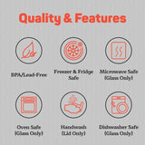 Bakken Borosilicate Glass Food Storage Containers with Lids 16 Pieces, Airtight Leak-Proof, Pink