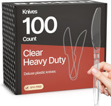 Bakken Disposable Cutlery Set 100 Pieces Knives, Heavy Duty Plastic Silverware