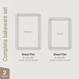 Diamond Bottom Cookie Sheet Set of 2, Nonstick Gold Carbon Steel Baking Pans for Crisp Baking, Space-Saving Stackable Trays, PFOA, PFOS, PTFE Free, Oven Safe Up to 450°F, Small & Medium Pans