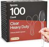 Bakken Disposable Cutlery Set 100 Pieces Spoons, Heavy Duty Plastic Silverware