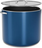 Blue 16 Quart Aluminum Stock Pot with Lid, Nonstick Ceramic Coated Boiling Pot, PTFE & PFAS Free, Oven Safe to 500°F, Riveted Stainless Steel Handles, Tempered Glass Lid, All Stove Compatible
