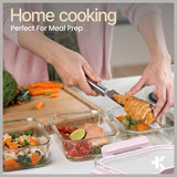 Bakken Borosilicate Glass Food Storage Containers with Lids 24 Pieces, Airtight Leak-Proof, Pink