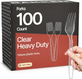 Bakken Disposable Cutlery Set 100 Pieces Forks, Heavy Duty Plastic Silverware