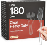Bakken Disposable Cutlery Set 100 Pieces Forks, Heavy Duty Plastic Silverware