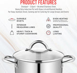 Bakken-Swiss Deluxe 3-Quart Stainless Steel Stockpot w/Tempered Glass See-Through Lid - Simmering Delicious Soups Stews & Induction Cooking - Exceptional Heat Distribution - Heavy-Duty & Food-Grade