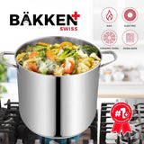 Bakken-Swiss Deluxe 20-Quart Stainless Steel Stockpot w/Tempered Glass See-Through Lid - Simmering Delicious Soups Stews & Induction Cooking - Exceptional Heat Distribution - Heavy-Duty & Food-Grade