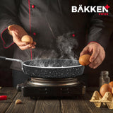 Bakken- Swiss 2-Piece Mini Nonstick Egg Pan & Omelet Pan – Egg Pan [5.5''] with Marble Coating Non-Stick, Skillet, Eco-Friendly –for Eggs Pancakes, for All Stoves - Non Toxic