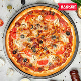 BAKKENMASTER Bakken Swiss Pizza Tray Set 3-Piece – Gray Coating, Non-Stick, Round Steel Pizza Pans - Dishwasher Safe, Premium Bakeware for Home Cooking