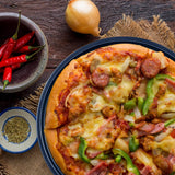 Bakken Pizza Baking Pan - Round Perforated Carbon Steel Pan with Non-Stick Marble Coating, Oversized Silicone Handle, Dishwasher Safe, High-Temperature Resistant, Durable & Easy Cleanup, Pack of 1