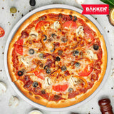 BAKKENMASTER Bakken Swiss Pizza Tray Set 3-Piece – Gray Ceramic Coating, Non-Stick, Round Steel Pizza Pans - Dishwasher Safe, Premium Bakeware for Home Cooking Heatly coating