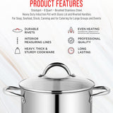 Bakken-Swiss Deluxe 8-Quart Stainless Steel Stockpot w/Tempered Glass See-Through Lid - Simmering Delicious Soups Stews & Induction Cooking - Exceptional Heat Distribution - Heavy-Duty & Food-Grade
