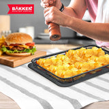 Bakken- Swiss Crisper Tray Gray marble Coating - 2-Piece Set , Non-Stick Basket Design for Healthier Cooking in Regular Ovens - Make Great Crispy Food , Bacon and More, Extra Large Size 19" x 13"