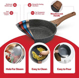 Bakken-Swiss 20-Piece Kitchen Cookware Set – Granite Non-Stick – Eco-Friendly – for All Stoves & Oven-Safe - Marble coating