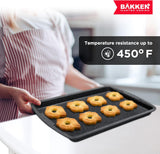Bakken Swiss Cookie Sheet 3 Piece Set - Non-Stick, Stackable Baking Pans, Gray marble Deluxe Ceramic Coating – Dishwasher Safe - for Home Baking