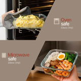 Bakken Borosilicate Glass Food Storage Containers with Lids 16 Pieces, Airtight Leak-Proof, Pink