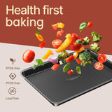 Diamond Bottom Cookie Sheet Set of 2, Nonstick Gray Carbon Steel Baking Pans for Crisp Baking, Space-Saving Stackable Trays, PFOA, PFOS, PTFE Free, Oven Safe Up to 450°F, Small & Medium Pans