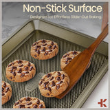 Diamond Bottom Cookie Sheet Set of 2, Nonstick Gold Carbon Steel Baking Pans for Crisp Baking, Space-Saving Stackable Trays, PFOA, PFOS, PTFE Free, Oven Safe Up to 450°F, Small & Medium Pans