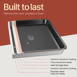 Diamond Bottom Cookie Sheet Set of 2, Nonstick Gray Carbon Steel Baking Pans for Crisp Baking, Space-Saving Stackable Trays, PFOA, PFOS, PTFE Free, Oven Safe Up to 450°F, Small & Medium Pans