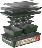 Bakken 8-Piece Ceramic Coated Bakeware Sets, Nonstick Aluminized Steel Pans with Muffin, Loaf, Cake, Roasting Pan, & Cooling Rack
