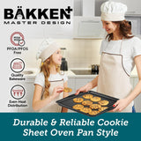 BAKKEN Cookie Sheets for Baking Nonstick Set - 3-Piece Stackable Carbon Steel Baking Sheet Pans Set with Silicone Handles, Non Toxic Cookie Sheets for Baking Bakeware Set - Gray Marble