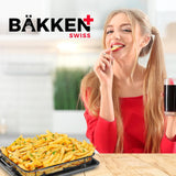 Bakken Swiss Air Fryer Tray, 2 in 1 Nonstick Crisper Air Fry Basket w/Elevated Mesh Great for Oven, Dishwasher Safe – Ceramic Coating PTFE/PFOA/PFOS FREE Extra-large (9.5"x13", Gray)