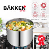 Bakken-Swiss Deluxe 8-Quart Stainless Steel Stockpot w/Tempered Glass See-Through Lid - Simmering Delicious Soups Stews & Induction Cooking - Exceptional Heat Distribution - Heavy-Duty & Food-Grade