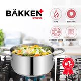 Bakken-Swiss Deluxe 3-Quart Stainless Steel Stockpot w/Tempered Glass See-Through Lid - Simmering Delicious Soups Stews & Induction Cooking - Exceptional Heat Distribution - Heavy-Duty & Food-Grade